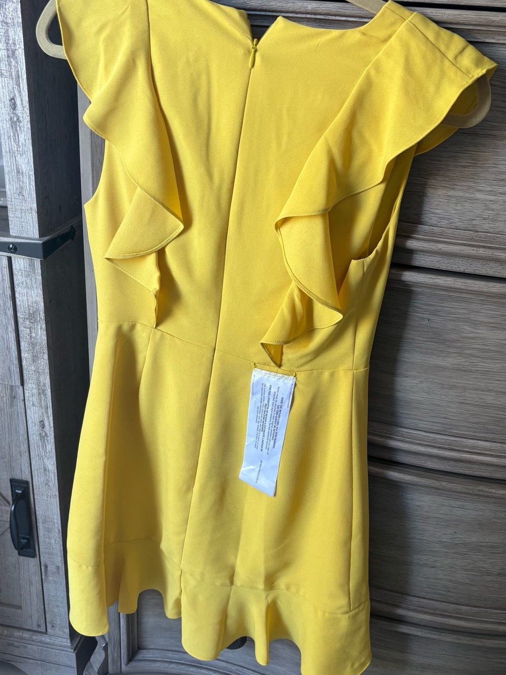 BCBG Yellow Ruffle V-Neck Mini Dress - Picture 5 of 5